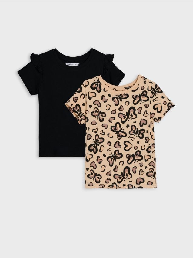 Sinsay - Tricouri din bumbac 2 pachet - cafeniu