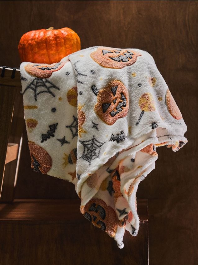 Sinsay - Pătură cu motiv de Halloween - oranj-deschis