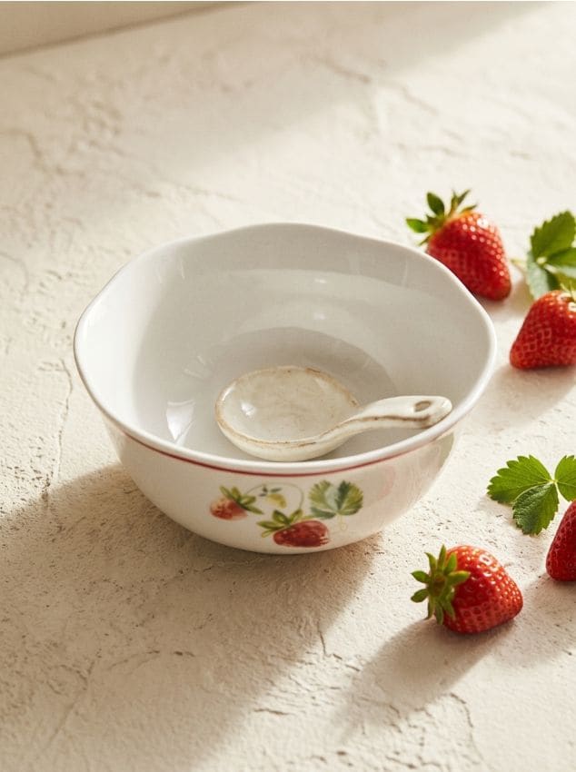 Sinsay - Bol ceramic cu motiv de căpșuni - roșu