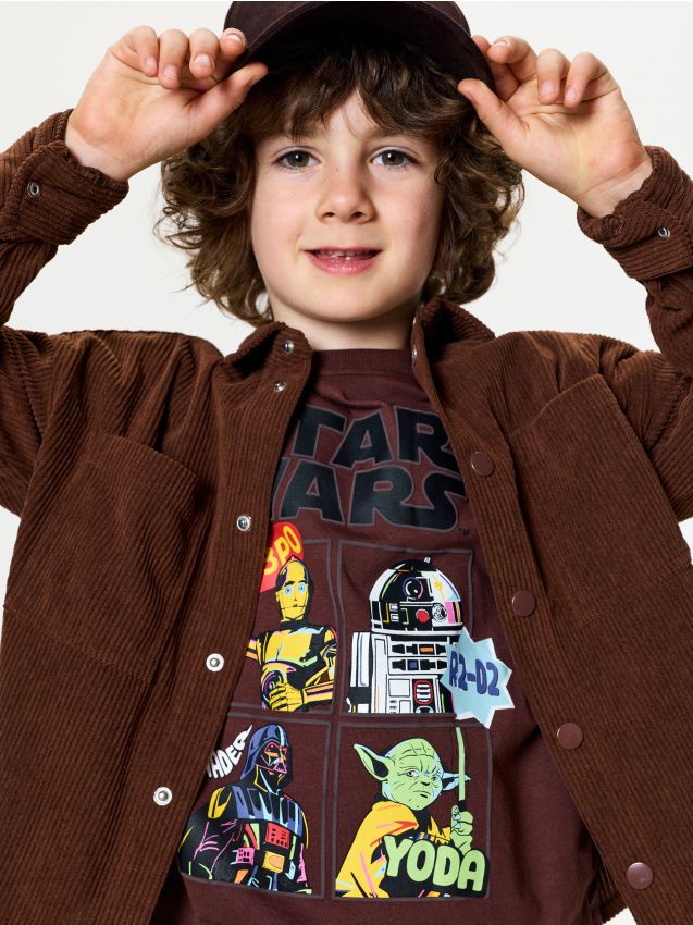 Sinsay - Tricou din bumbac, cu mânecă lungă Star Wars - maro