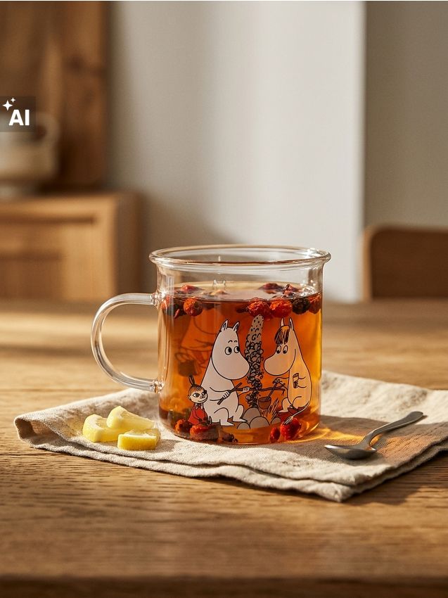 Sinsay - Cană din sticlă cu toartă The Moomins - multicolor
