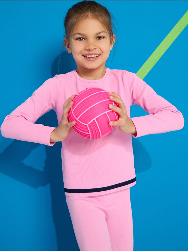 Sinsay - Tricou cu mânecă lungă Active - roz-fuchsia