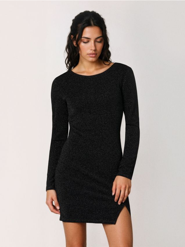 Sinsay - Rochie mini cu mânecă lungă - negru