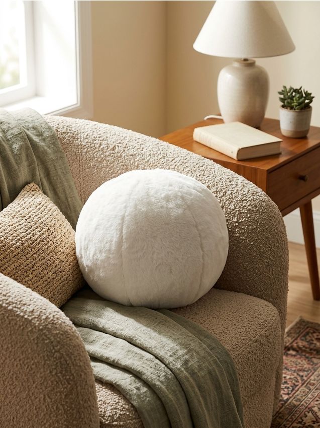 Sinsay - Pernă cu blană sintetică - alb