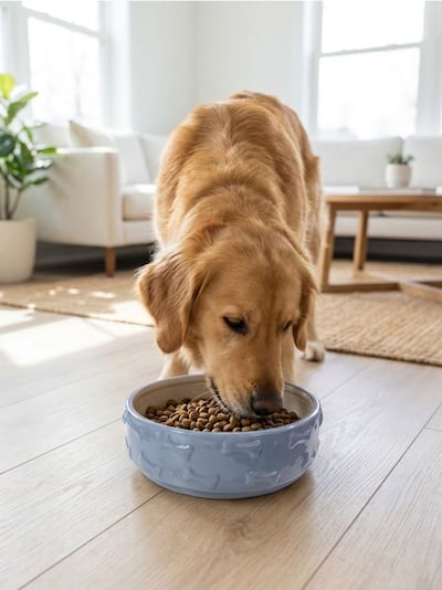 Állatoknak való tál dombornyomott csont mintával