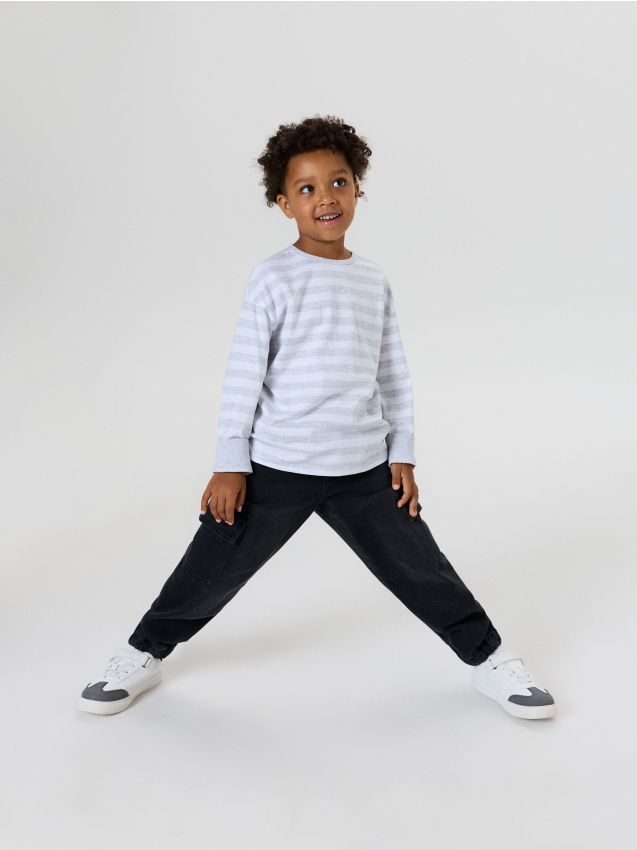 Sinsay - Blugi cargo jogger comfort din bumbac - negru