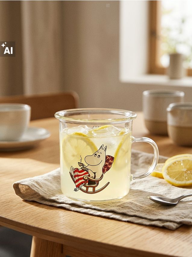 Sinsay - Cană din sticlă cu toartă The Moomins - multicolor