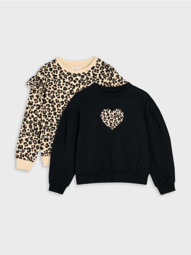 Sinsay - Pakiranje od 2 crewneck trenirke s leopard uzorkom i srcem s pamukom