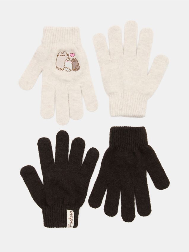 Sinsay - Mănuși cu broderie Pusheen the Cat 2 pack - bej
