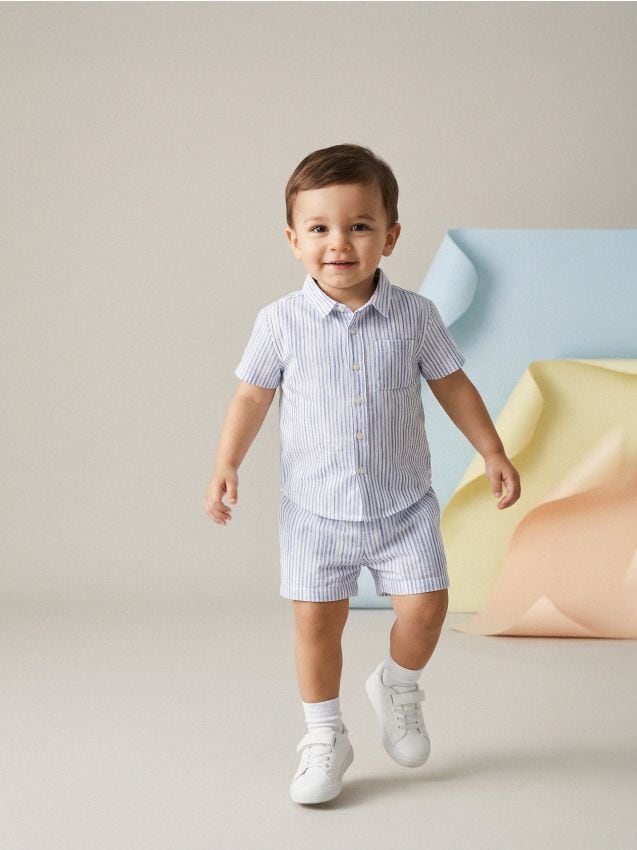 Sinsay - Komplet: koszula i szorty - wielobarwny