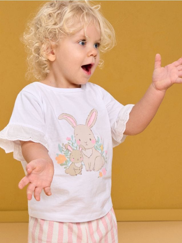 Sinsay - Памучна Тениска С Мотив На Заек