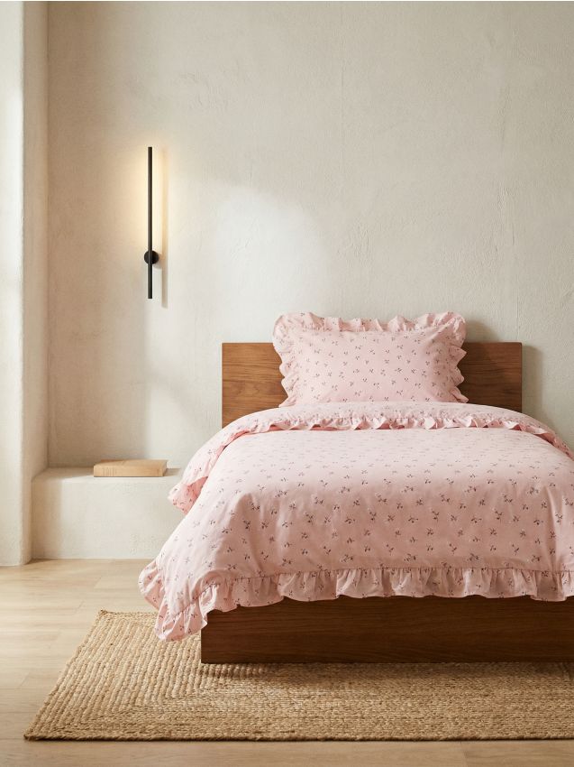 Sinsay - Set de lenjerie de pat pentru copii cu model floral și volănaș - roz-pastel