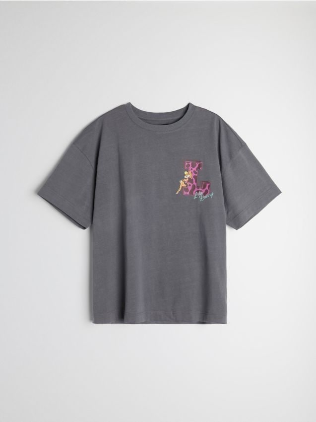 Sinsay - Tricou din bumbac cu imprimeu pe spate Lola Bunny - gri-închis