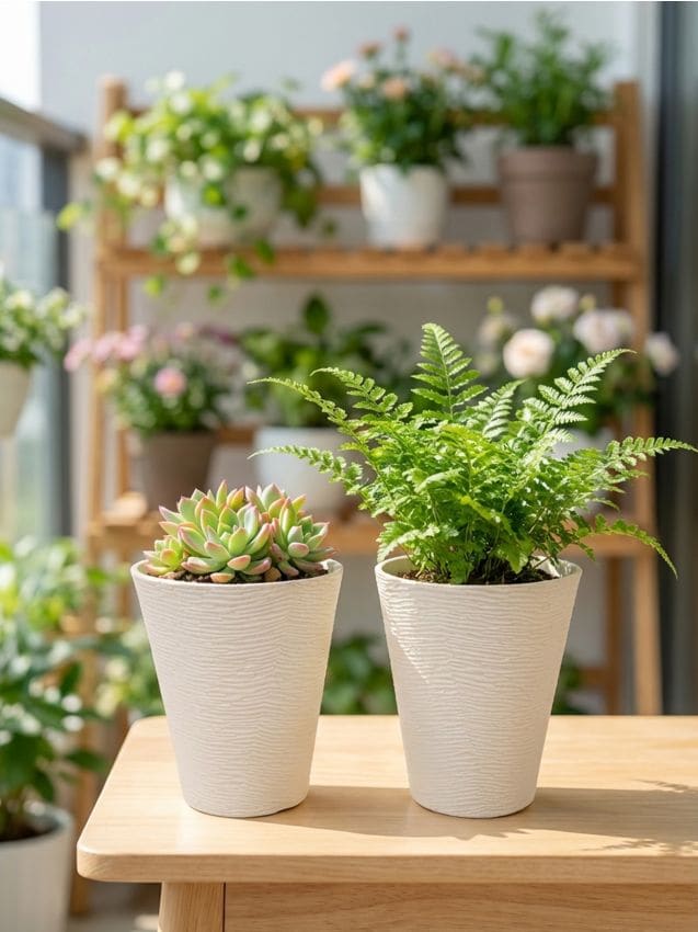 Sinsay - Set de ghivece cu textură, 2 bucăți - crem