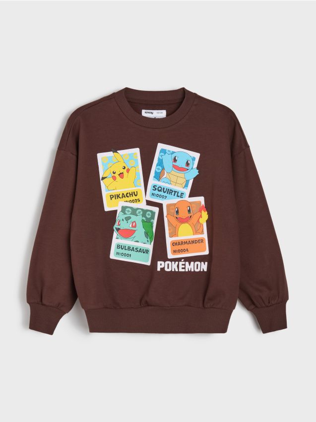 Sinsay - Bluză crewneck cu imprimeu Pokémon - maro