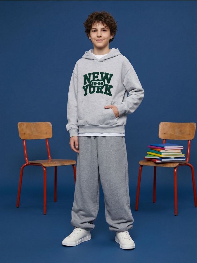 Sinsay - Pantaloni de trening baggy oversize jogger - gri-neutru