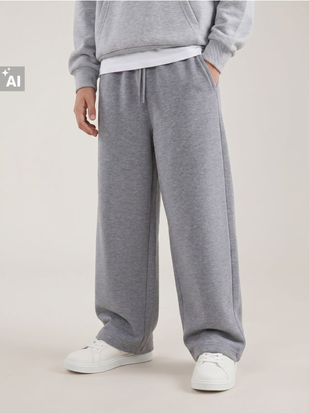 Sinsay - Pantaloni de trening baggy oversize jogger - gri-neutru