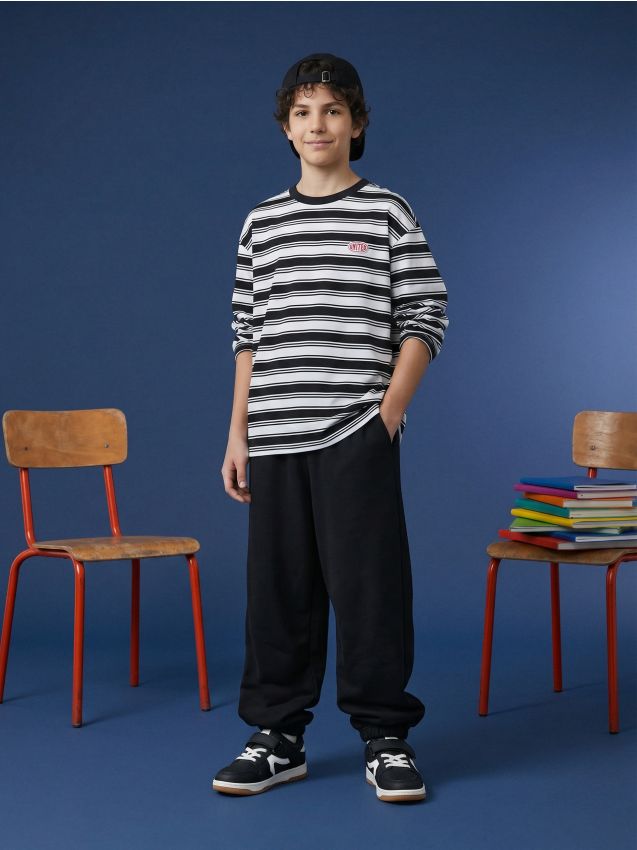 Sinsay - Pantaloni de trening baggy oversize jogger - negru