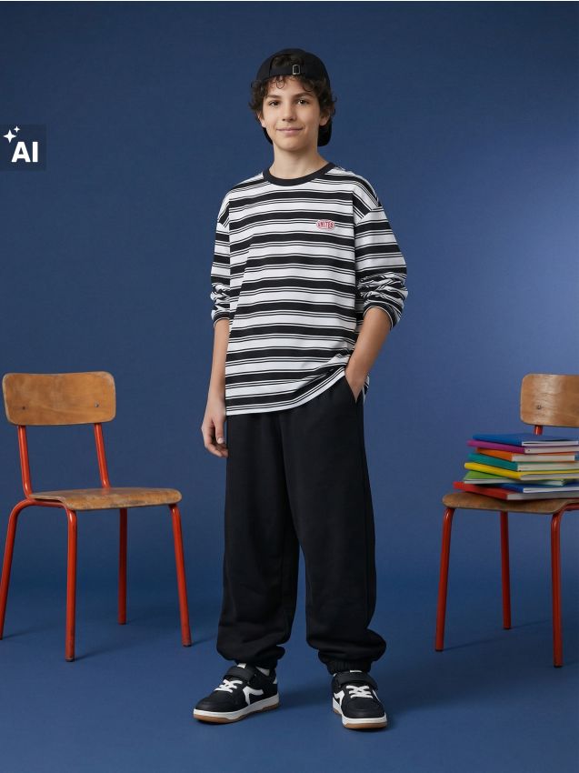 Sinsay - Pantaloni de trening baggy oversize jogger - negru