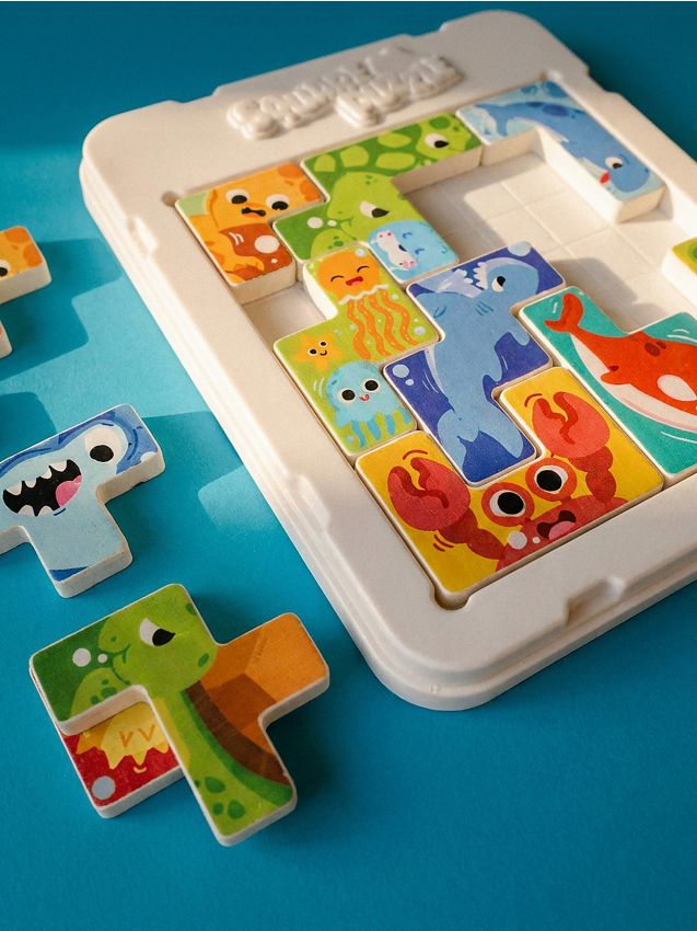 Sinsay - Puzzle cu placă de bază și motiv cu animale acvatice - albastru