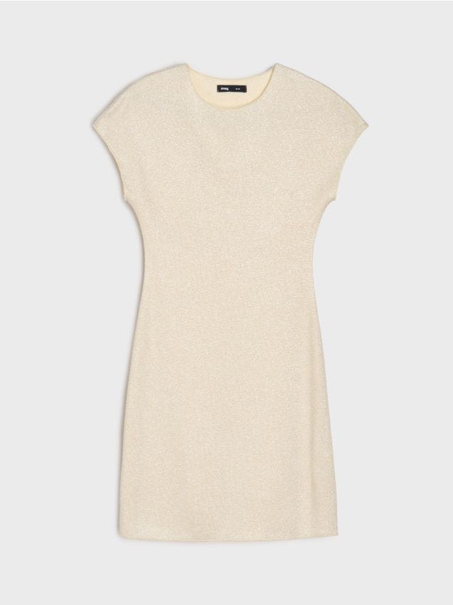 Sinsay - Mini šaty s metalickou niťou - telová