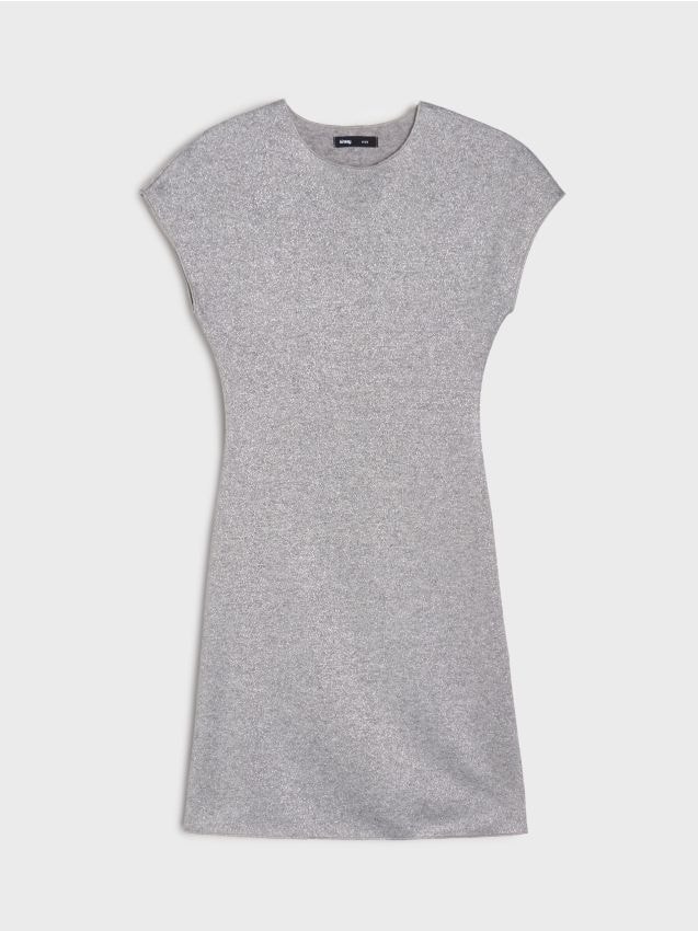 Sinsay - Mini šaty s metalickou niťou - svetlošedá