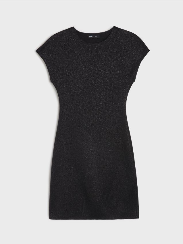 Sinsay - Rochie mini cu fir metalizat - negru