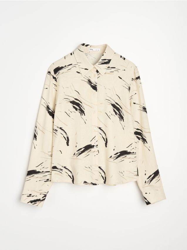 Sinsay - Cămașă cu model abstract din viscoză cu amestec de in - multicolor