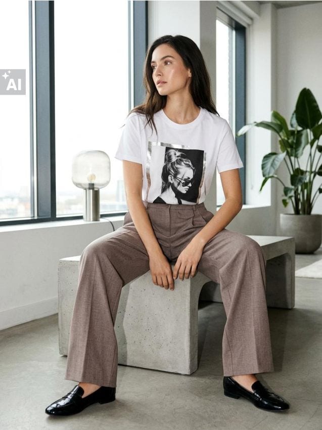 Sinsay - Tricou oversize din bumbac cu imprimeu - alb