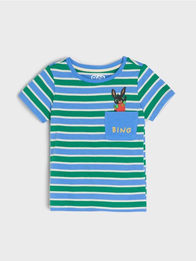 Sinsay - Tricou din bumbac în dungi Bing - mid blue