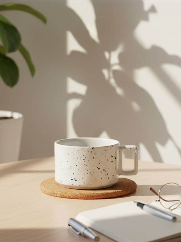 Sinsay - Cană ceramică cu pete și mâner - alb