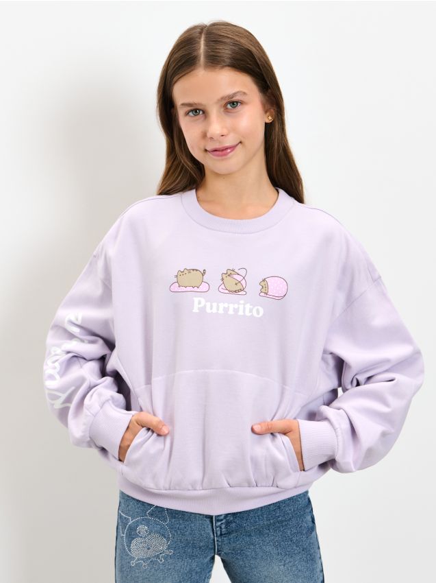 Sinsay - Hanorac crewneck Pusheen the Cat - lavand