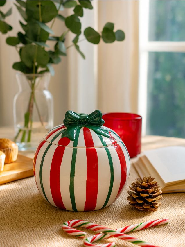 Sinsay - Vianočná úložná nádoba s vekom v prúžkoch - viacfarebná