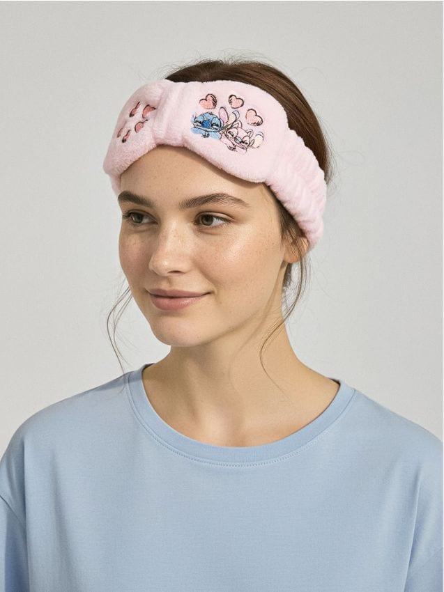 Sinsay - Kozmetická čelenka Stitch - pastelová ružová