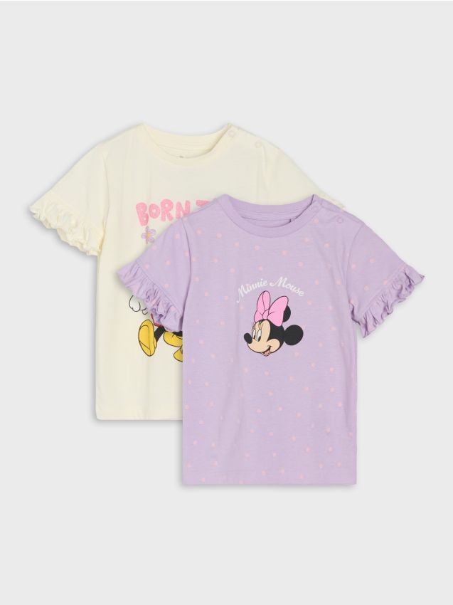 Sinsay - Tricouri din bumbac cu imprimeu 2 buc Minnie Mouse - crem