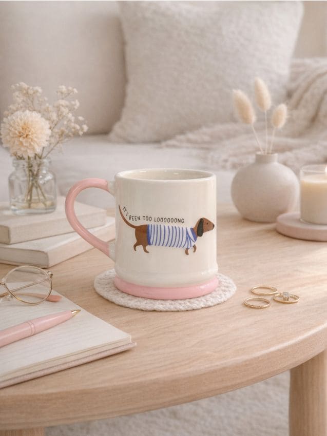 Sinsay - Cană ceramică cu motiv de teckel și inscripție - multicolor