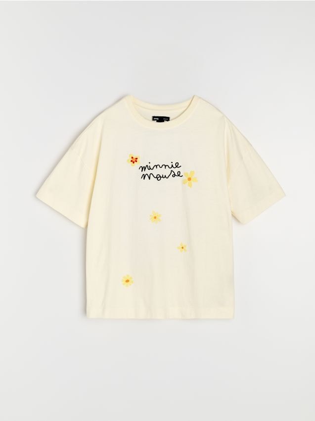 Sinsay - Tricou din bumbac cu imprimeu Minnie Mouse - crem