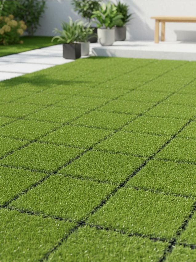 Sinsay - Set de plăci cu iarbă artificială 4 pack - verde-gălbui