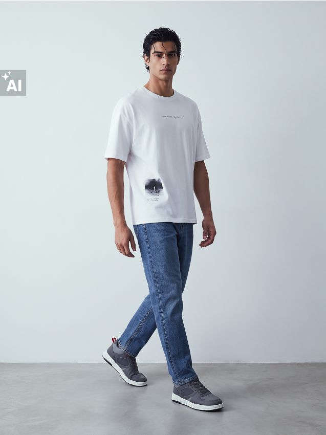 Sinsay - Tricou din bumbac cu imprimeu - alb