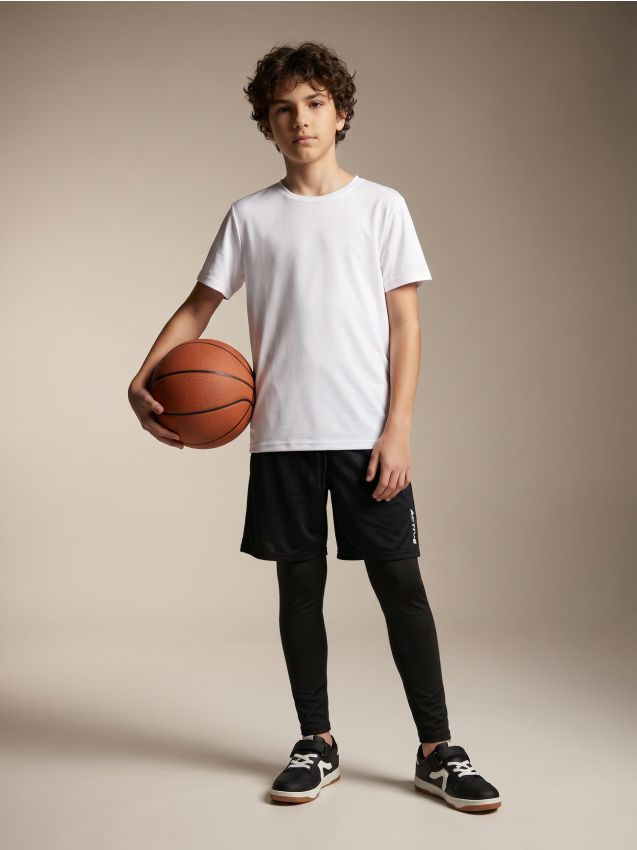 Sinsay - Colanți sport 2 în 1 cu pantaloni scurți Active - negru