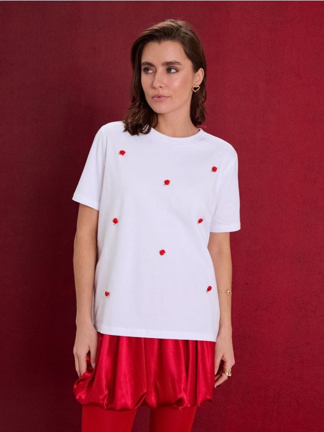 Sinsay - Tricou din bumbac - alb