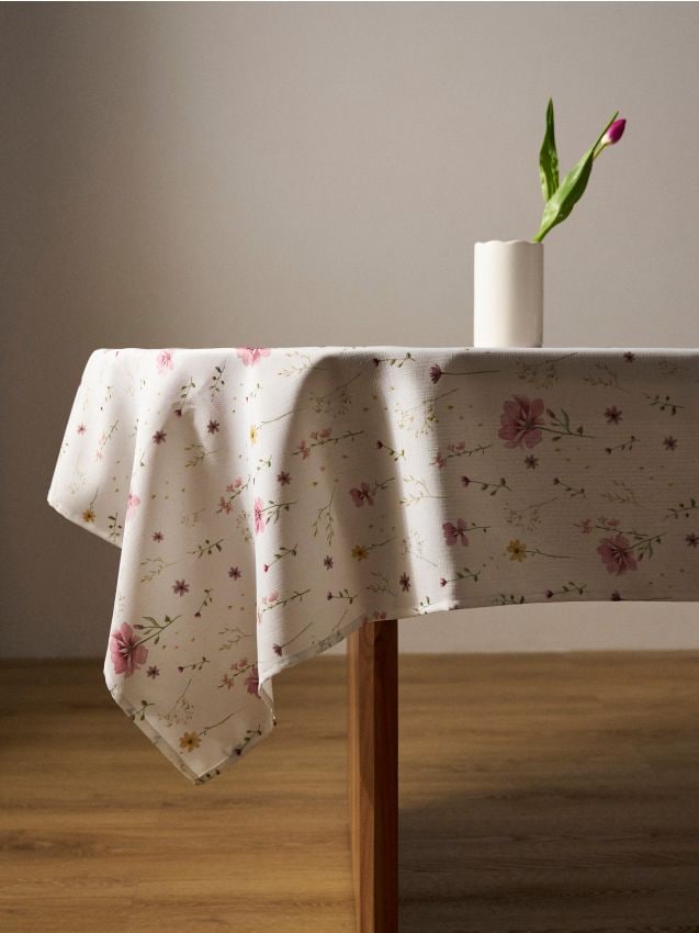 Sinsay - Față de masă cu motiv floral - crem