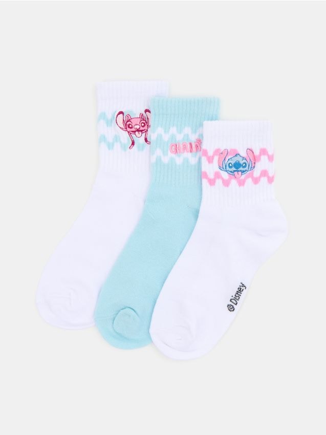 Sinsay - Șosete striate 3 pack Stitch - alb