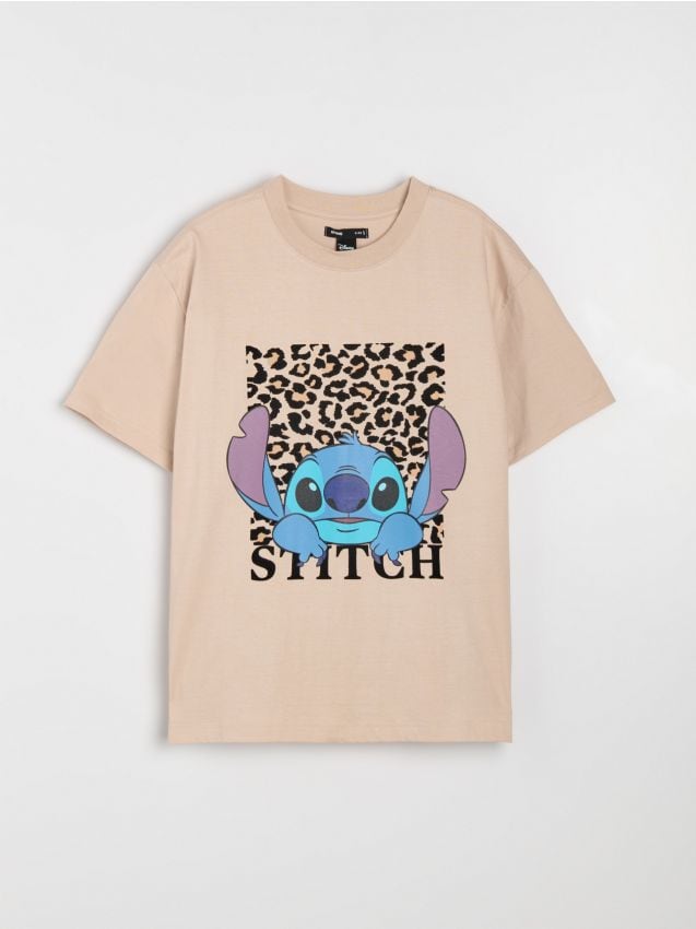Sinsay - Tricou din bumbac cu imprimeu Stitch - bej