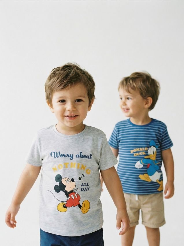 Sinsay - Tricouri din bumbac cu imprimeu 2 pack Mickey Mouse - indigo
