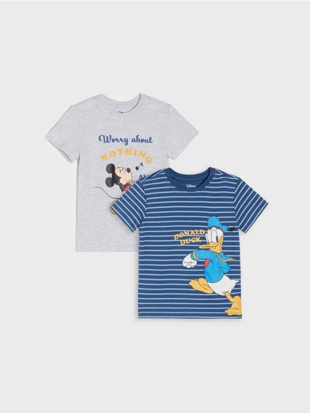 Sinsay - Tricouri din bumbac cu imprimeu 2 pack Mickey Mouse - indigo