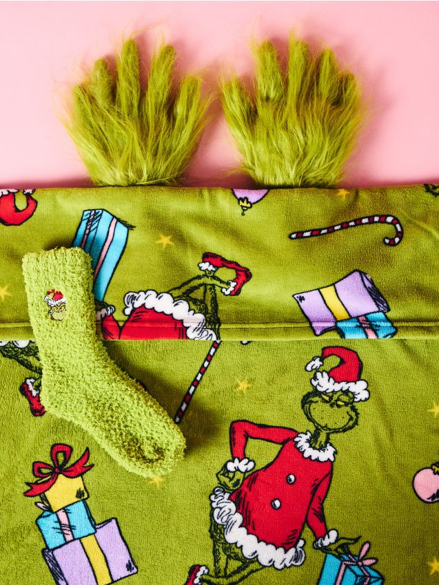 Sinsay - Božićni set: dječji prekrivač s čarapama Grinch