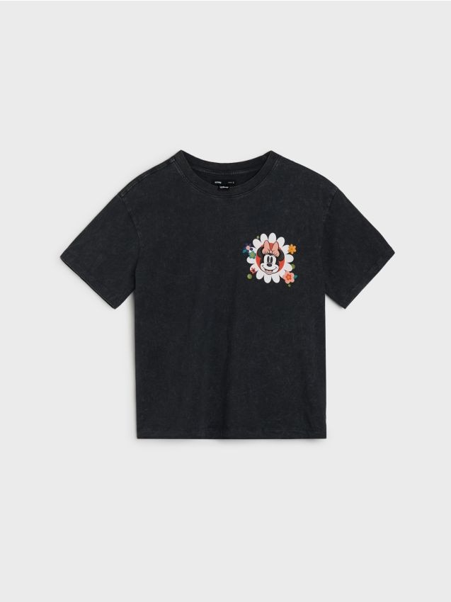 T-shirt in cotone con stampa sul retro Minnie Mouse - grigio scuro