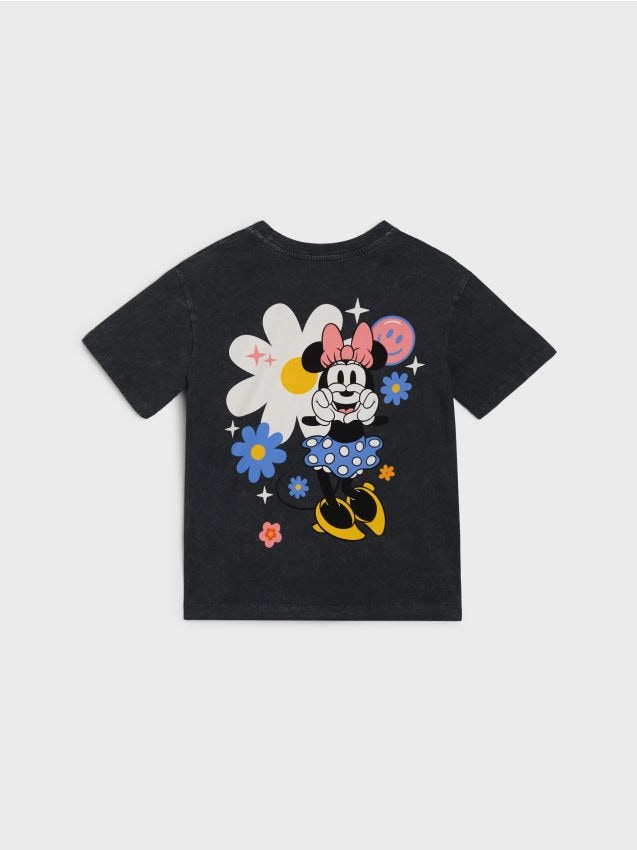 Sinsay - Tricou din bumbac cu imprimeu pe spate Minnie Mouse - gri-închis
