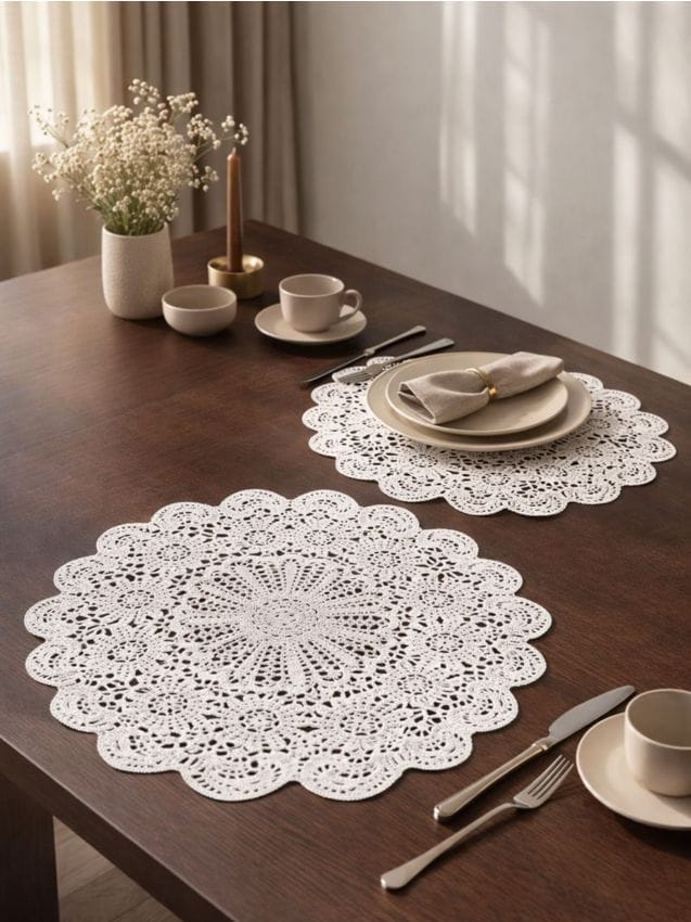 Sinsay - Suporturi rotunde ajurate pentru masă 2 pack - alb